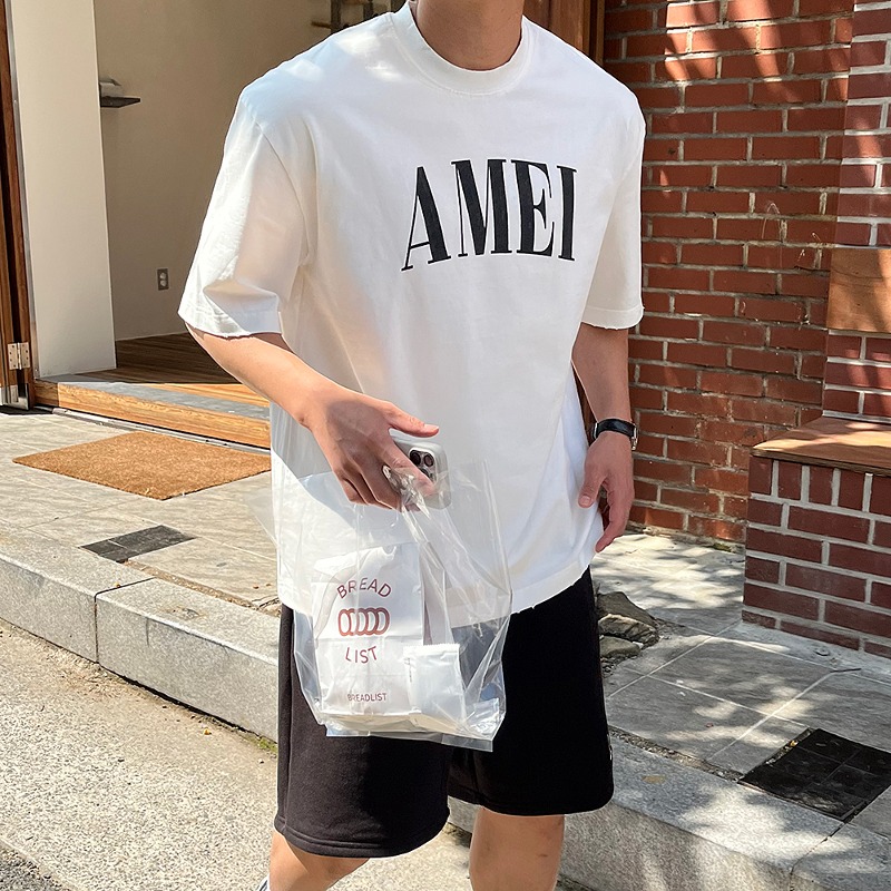 AMEI 드랍 숄더 오버 반팔 티셔츠